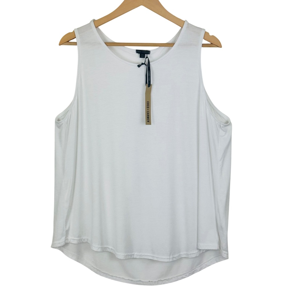 Coco + Carmen Women's XXL White Sleeveless Minimalist Clean Girl‎ Tank Top NWT